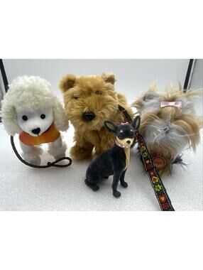 American Girl Julie Dog-Walking Set Poodle, Terrier, Chihuahua & Sugar Yorkie